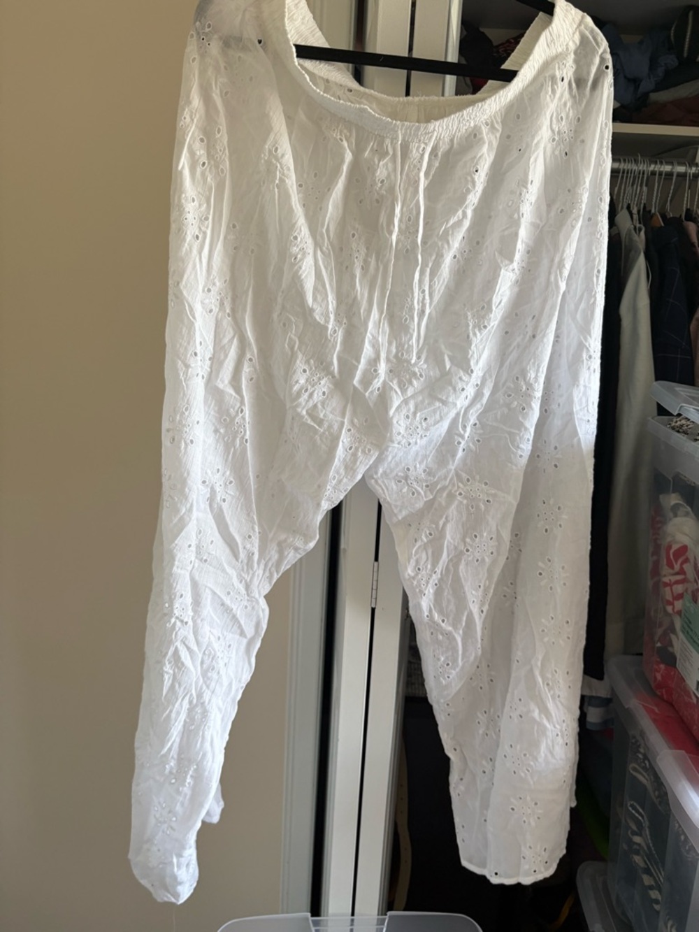 Abercrombie Women's White Eyelet Cotton Pants NEW